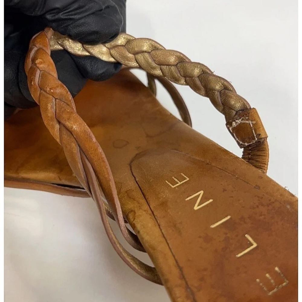 Vintage Celine Tan Braided Leather Sandals - Picture 9 of 11